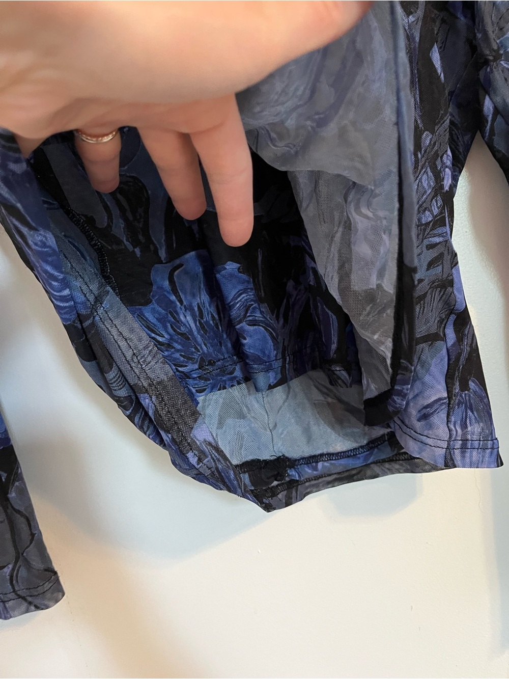 Prabal Gurung long sleeve mesh purple blue black top XXL - Picture 4 of 10